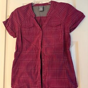 REI Burgundy Plaid Button-Down Shirt